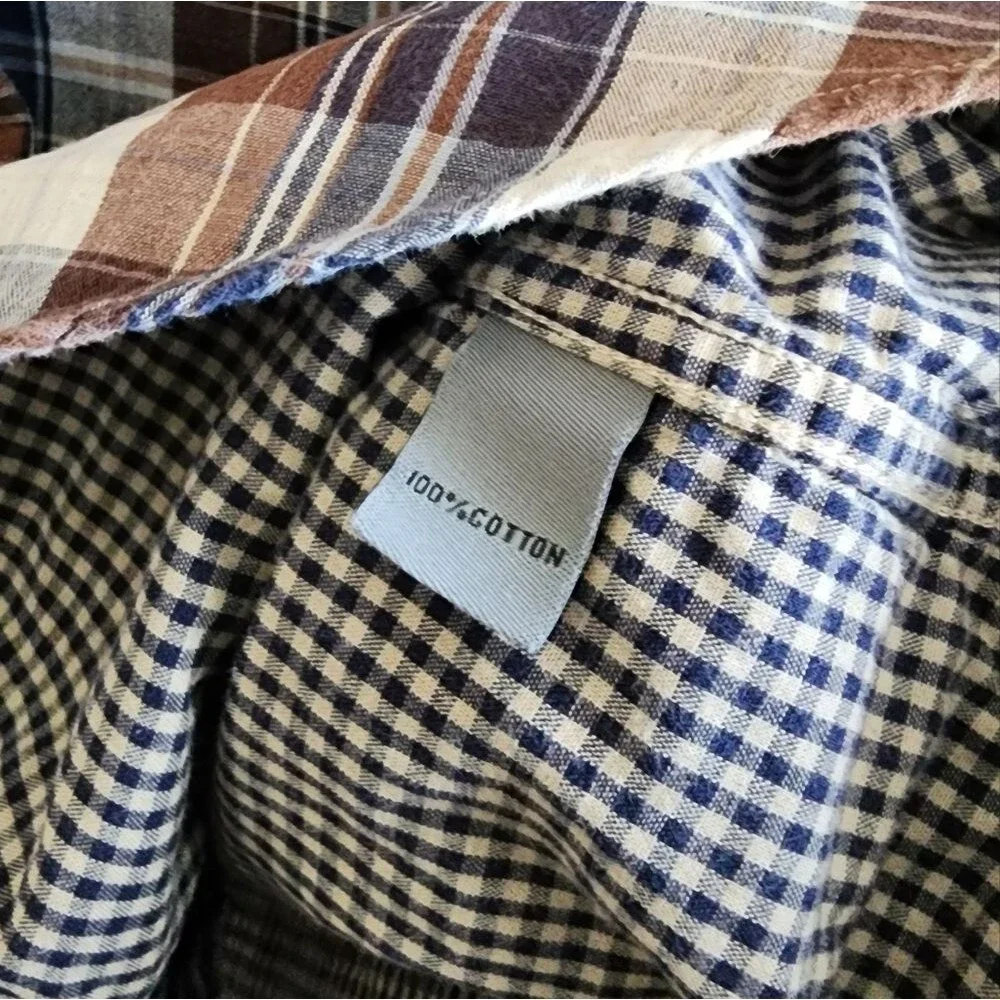 Johnston & Murphy Tailored Fit Men's XL Plaid Button Front Long Sleeve Shirt
